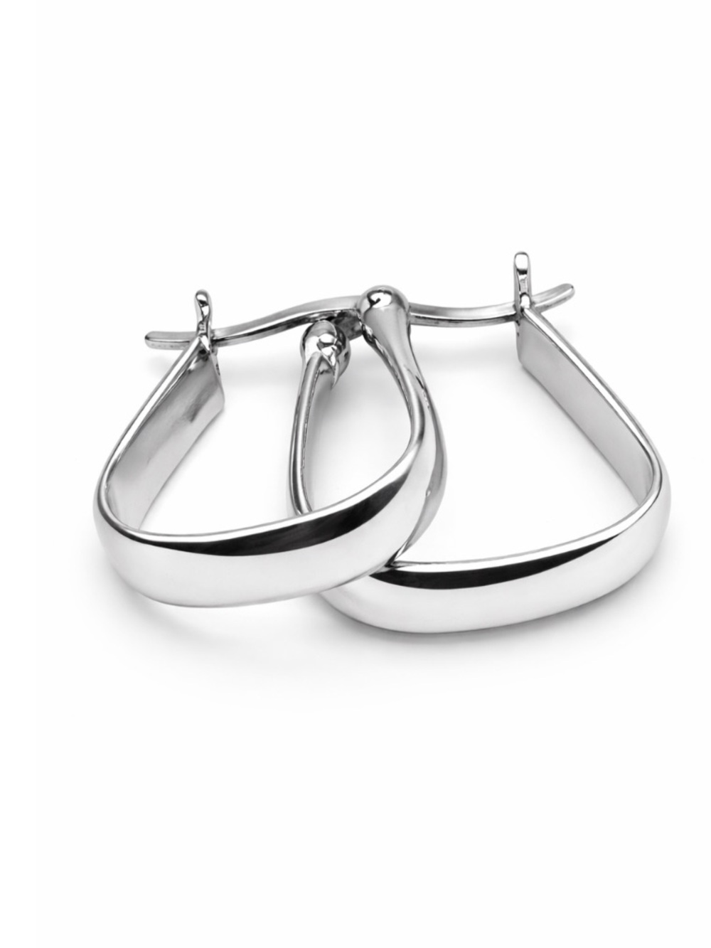 925 Sterling Silver U-Shaped Hoop Earrings Modern Minimalist Geometric